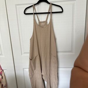 Stylish Free People Tan Hotshot Onesie Jumpsuit